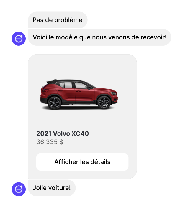 Image affichant une conversation via Facebook Messenger pour montrer des intégrations de conversation possibles.