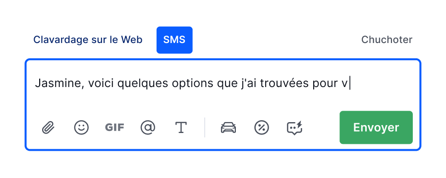 Image affichant quelqu’un en train d’envoyer un message Text+.