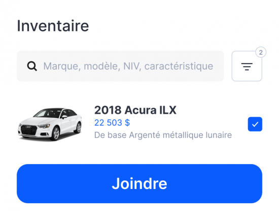 Image affichant inventaire dans la conversation VDP.
